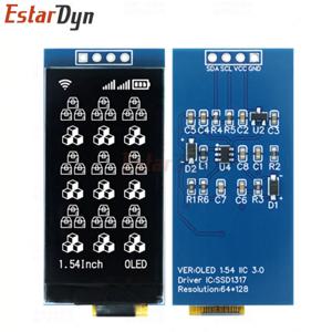 Estardyn 1.54인치 OLED 화이트 디스플레이 64x128 픽셀 SSD1317 드라이버 I2C 4핀 인터페이스 모듈(스마트 미터 IoT 웨어러블 DIY용)