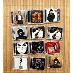 클래식 팝 마이클 잭슨 MJ 미니 뮤직 CD NFC 키체인 노래 재생 가능 스릴러 앨범 배드 펜던트 코스프레 키링 아크릴 목걸이