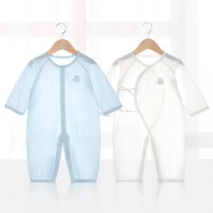 아기 얇은 여름 Jumpsuit 옷 짧은 소매 Romper 소년 신생아 솔리드 소녀 수면 가운 유아 유기농 면화 Rompers