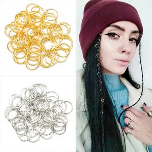 50Pcs 믹스 컬러 헤어 브레이드 Dreadlock 비즈 커프스 링 튜브 액세서리 오프닝 후프 서클 10-12mm 내부 구멍 헤어 링