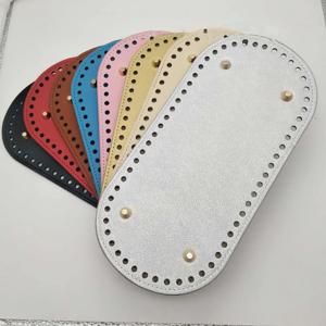 니트 가방용 긴 바닥, PU 가죽 가방 베이스, 수제 바닥, 구멍이 있는 DIY 크로셰 가방 바닥 액세서리, 22x10cm