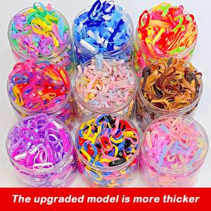 500PCS 여성용 업그레이드된 두꺼운 탄성 헤어 밴드, 여자아이들을 위한 튼튼한 머리끈, 쉽게 끊어지지 않는 고무줄 헤어 액세서리