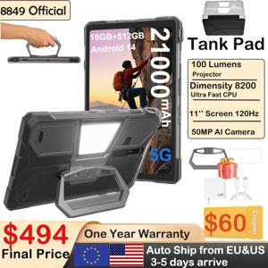 8849 Tank Pad 탱크 패드 유니허츠 러기드 태블릿 (프로젝터 내장, 100루멘, 5G 안드로이드 15, 512GB, 21000mAh, 11인치 방수폰 태블릿) 2026
