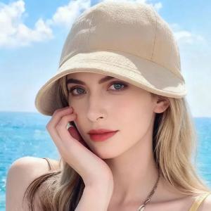 여성용 솔리드 컬러 버킷 모자 UV 보호 야외 스포츠 조절 가능한 캐주얼 모자 태양 모자 태양 보호