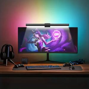 44CM 모니터 라이트 바 LED 컴퓨터 화면 걸이형 조명 RGB 분위기 테이블 램프 무단계 조광 가능 작업 공부 독서 게임용