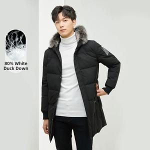 겨울 남성용 다운 자켓 럭셔리 캐주얼 퍼 칼라 경량 두꺼운 다운 코트 청소년 패션 아우터웨어