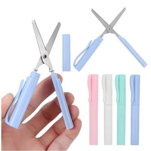 1pc 스테인레스 스틸 미니 접이식 가위 휴대용 크리 에이 티브 펜 스타일 디자인 DIY 종이 절단 예술 도구 학교 사무용품