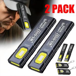 강력한 LED COB 손전등 USB 충전식 휴대용 미니 토치 포켓 랜턴 야외 비상 캠핑 작업등 (자석 포함)