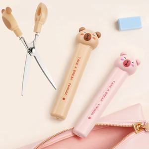 카피바라 가위 만화 접이식 디자인 휴대용 사이즈 커터, 종이 다이어리, 창의적인 DIY 문구, 사무실, 학교, 여학생 선물