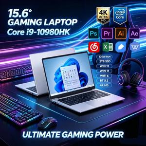 2026년형 15.6인치 인텔 코어 i9-10980HK 노트북 32GB 램 2TB M.2 SSD 윈도우11 프로 WiFi6 BT5.2 4K HD 게이밍 비즈니스 노트북 PC