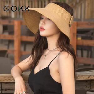 새로운 봄 여름 바이저 모자 접이식 넓은 대형 브림 태양 모자 비치 모자 여성용 밀짚 모자 도매 Chapeau