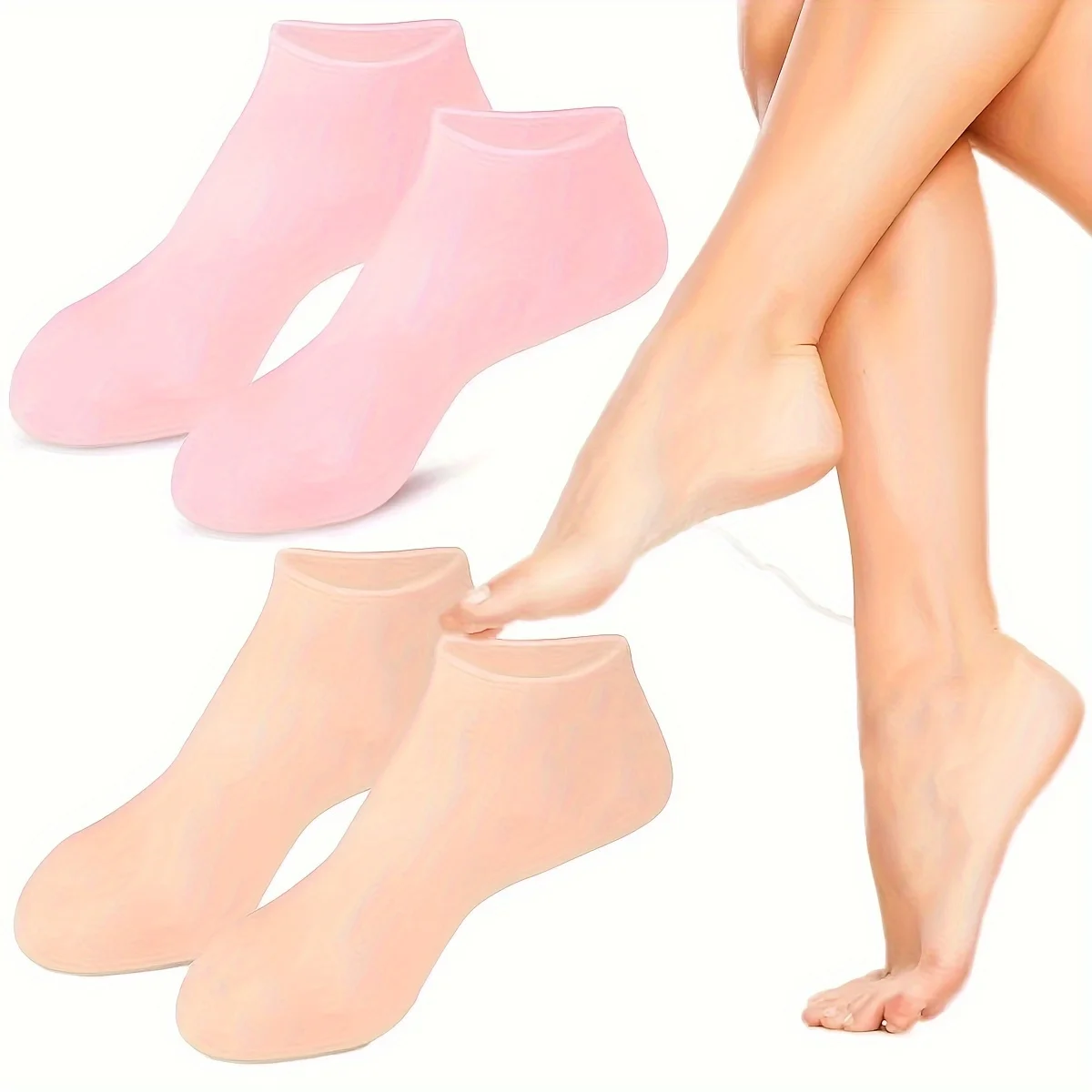 실리콘 발 양말, 깊은 영양 갈라진 발 젤 스파, 편안한 마사지 발 관리, 2 팩