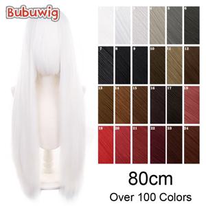 Bubuwig 합성 머리카락 80cm 코스프레 가발 100가지 이상의 색상 순수한 색상 패션 애니메이션 긴 직선 할로윈 코스 가발 내열성