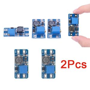 2개 MT3608 조절 가능한 부스트 모듈 DC-DC 스텝 업 컨버터 모듈 2A 최대 2V-24V에서 5V 9V 12V 28V 부스터 전원 공급 보드