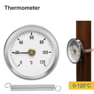 바이메탈 파이프 온도계 스프링 스테인리스 스틸 온도계 0-120 ℃   아날로그 산업용 파이프라인 로어테르모미터