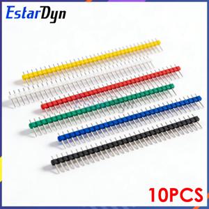 10pcs 40 핀 1x40 단일 행 남성 2.54 파괴 가능한 핀 헤더 커넥터 스트립 흰색/검정색/빨간색/파란색/녹색/노란색