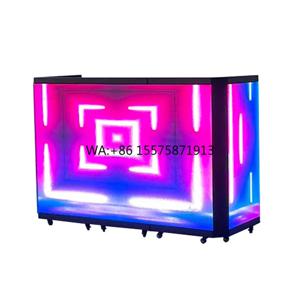 GOB 보호 기능이 있는 휴대용 접이식 DJ 부스 스탠드 LED 디스플레이 6단 접이식 DJ 테이블 부스 LED 스크린 (디스코 무대, 결혼식용)