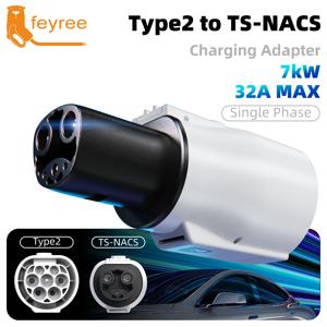 페이리 타입 2 - NACS EV 충전기 어댑터 32A 7kW 1상 AC 충전 케이블 커넥터 (테슬라 전기차 가정용 충전)