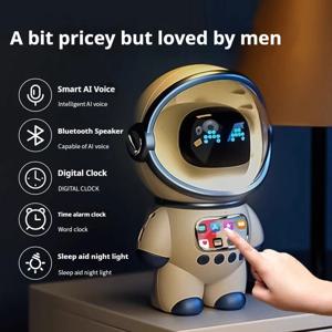 AI 스마트 AI 음성 채팅 로봇 블루투스 스피커 디지털 알람 시계 수면 보조 야간 조명 가정용 어린이 친구 축제 선물