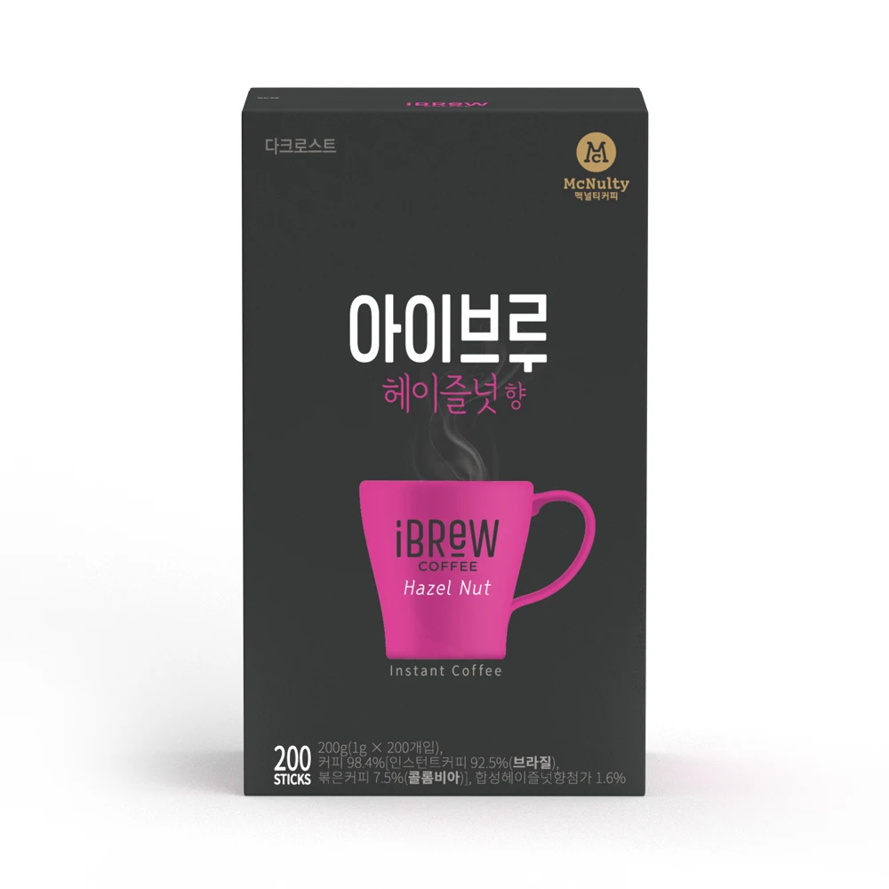 맥널티 아이브루 헤이즐넛향 블랙 커피믹스 200개입