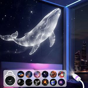 갤럭시 프로젝터 LED USB 야간 조명 1/2/13개 프로젝션 패턴-조정 가능한 고래 나비 해파리 불가사리 축제 선물