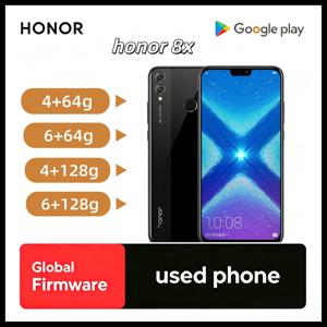 아너 8X 4G LTE 언락 휴대폰 글로벌롬 구글 플레이 6.5인치 풀 스크린 키린 710 듀얼 카메라 지문인식 중고폰