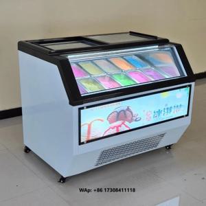 상업용 공냉식 아이스크림 쇼케이스 냉동고, LED 조명, 자동 제상 기능 및 최대 가시성을 위한 투명 유리가 있는 젤라토 쇼케이스