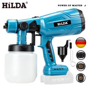 HILDA 21V 전기 스프레이 건 고출력 무선 HVLP 페인트 분무기 가정용 DIY 가구 벽 자동차용 마키타 배터리 호환