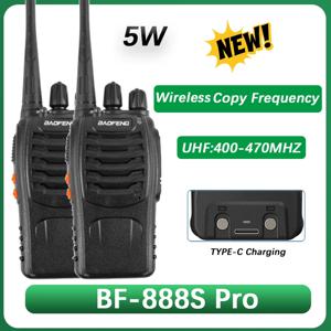 Baofeng BF-888S 프로 워키토키 타입 USB-C 충전 무선 주파수 복사, 양방향 CB 햄 라디오, 5W UHF 400-470MHz, 16 채널