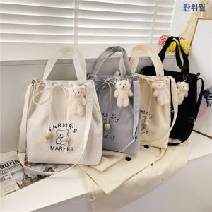 사랑스러운 대용량 캔버스 가방 어린이용 세련된 어깨 크로스바디 핸드백 한국 스타일 다용도 키즈 가방