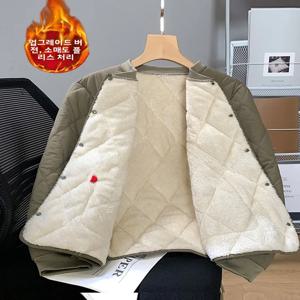 남성용 두꺼운 양털 안감 스탠드 칼라 코튼 재킷 이너웨어 짧은 코트 따뜻한 교복 필수 청소년 패션