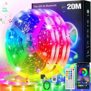 스마트 LED 스트립 조명 5m-20m 음악 동기화 5V RGB LED 조명 앱 및 리모컨 포함 크리스마스 파티룸 장식 조명
