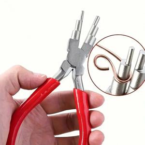 1개 6인치 레드 카본 스틸 주얼리 플라이어 - DIY 링, 와이어 루핑 및 베일 제작용 라운드 및 니들 노즈