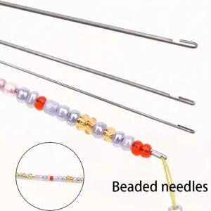 4/5개 비즈 바늘 세트(17cm/6.69인치) 보관 튜브 포함, 비즈 크로셰 훅, 비즈 바늘, 스틸/우드 비즈 바늘, 비즈 바늘 스레더, 쥬얼리용