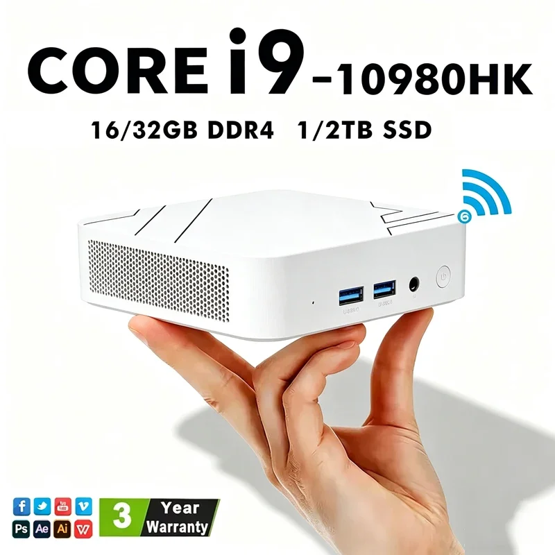 컴팩트 프로 미니 PC 인텔 i9 10980HK 16/32GB 램 고속 SSD 4K 출력 WiFi6 BT5.2 게이밍 사무용 기기