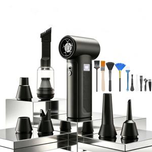 90000RPM 터보 블로워 미니 제트 팬 100g 풍압 충전식 에어 더스터 진공청소기 2 in 1 (6개 노즐 포함) 자동차, 소파, 키보드용
