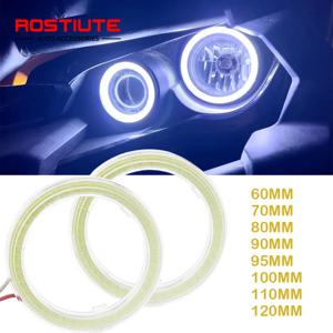 2PC 12-24V COB Led 헤일로 링 천사 눈 자동차 오토바이 원형 Led 라이트 링 70mm 80mm 90mm 주간 러닝 헤드 라이트 Buld