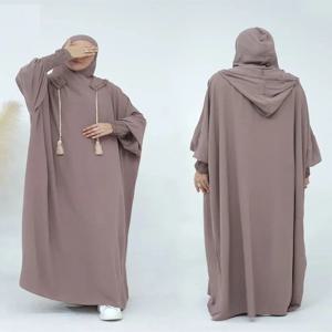 라마단 Niqab Khimar 이슬람 Abaya Damen 두바이 터키 이슬람기도 의류 여성 Jilbab 겸손한 드레스 Kaftan Robe Femme Musulmane