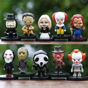 10PCS 공포 영화 시리즈 제이슨 프레디 광대 액션 피규어 장난감 PVC 모델 할로윈 선물 비닐 입상 인형 선물