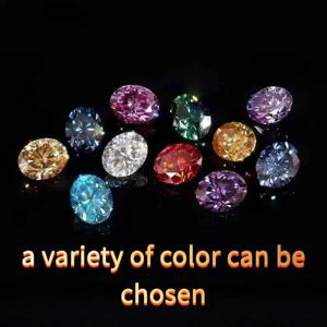 [다채로운] 리얼 Moissanite 0.1-5ct 핑크 레드 옐로우 블루 루스 스톤 VVS1 Eent Cut 3-11mm 오리지널 Moissanite Dia 2024 쥬얼리