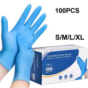 10-100PCS 블루 니트릴 일회용 장갑 라텍스 무료 안전 작업 장갑 청소 주방 정비공 자동 보호 장갑