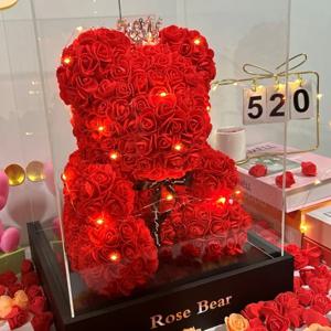 2026년 인공 꽃 영원한 장미 테디베어 520 엄마 어머니날 생일 발렌타인데이 기념일 선물 및 장식