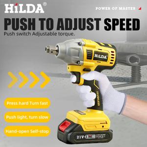 HILDA 1/2인치 브러시리스 임팩트 렌치 LED 라이트 렌치 마키타 배터리용 휴대용 전동 공구 (스캐폴딩, 타이어 수리용)