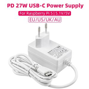 PD 27W 라즈베리 파이 5 5.1V 5A 전원 공급 장치 USB 타입 C 충전기 EU US UK AU 플러그 전원 어댑터 (라즈베리 파이 5 4B RPI 5 Pi5 용)