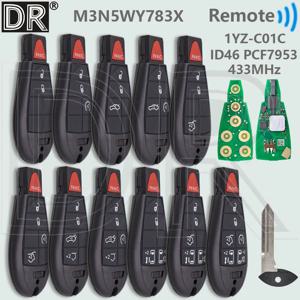 DR M3N5WY783X ID46 PCF7953 433MHz 열쇠가 없는 이동 자동차 원격 키 1YZ-C01C 지프 그랜드 체로키 닷지 RAM 크라이슬러 타운 & 컨트리