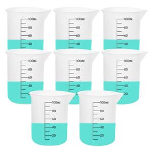 듀얼 스케일 (ml/Oz)이있는 3PCS 100ml 실리콘 측정 컵 쥬얼리 주조 왁싱 금형 용 비 스틱 에폭시 수지 혼합 도구