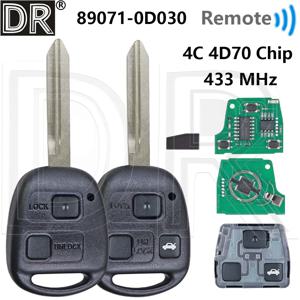 훌륭한 P/N:89071-0D030 433MHz 4C/4D70칩 VALEO 736716-A 자동차 리모컨 키 토요타 코롤라 야리스 아벤시스 아반자 2003-2012용