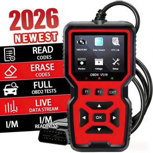 2026 V519 프로페셔널 OBD2 스캐너 - USB 전원, 대부분의 차량의 엔진 경고등 확인을 위한 실시간 데이터 진단 도구