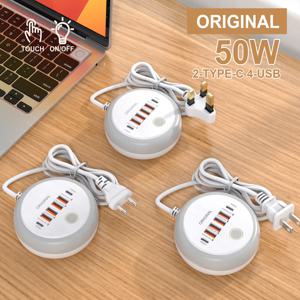 멀티 포트 USB TypeC 충전기 전원 스트립 소켓 50W 빠른 충전 여행용 충전기 아이폰 삼성 샤오미용 퀵 충전 어댑터