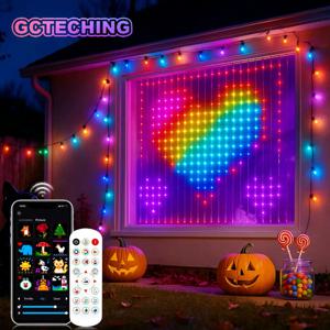 스마트 블루투스 RGB LED 커튼 조명 USB 앱 제어 프로그래밍 가능 드림 컬러 페어리 스트링 (축제, 결혼식, 침실 장식용)